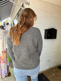 Grey Front Seam Knit Sweater