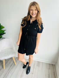 Sienna Black Button Down Dress