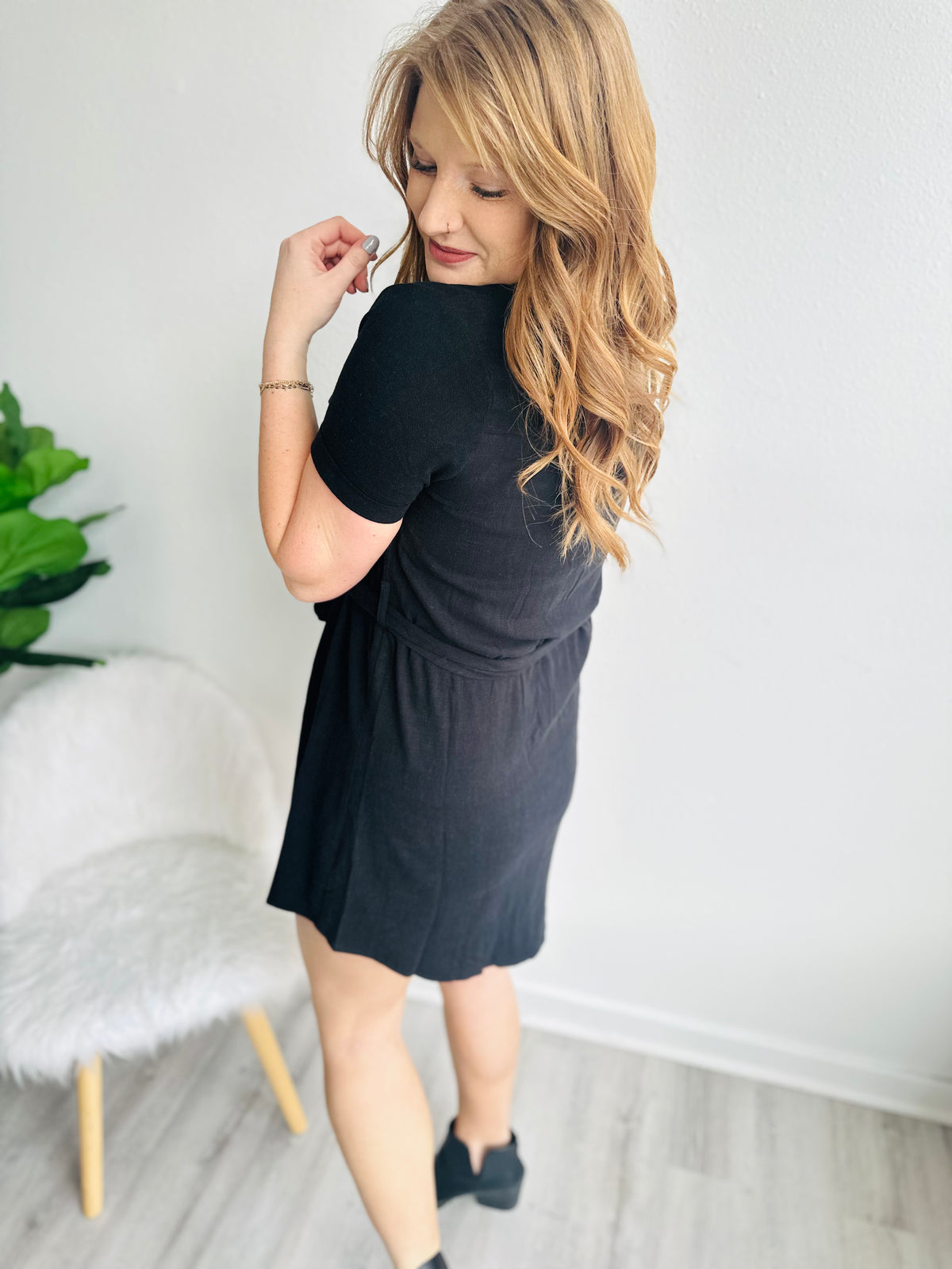 Sienna Black Button Down Dress