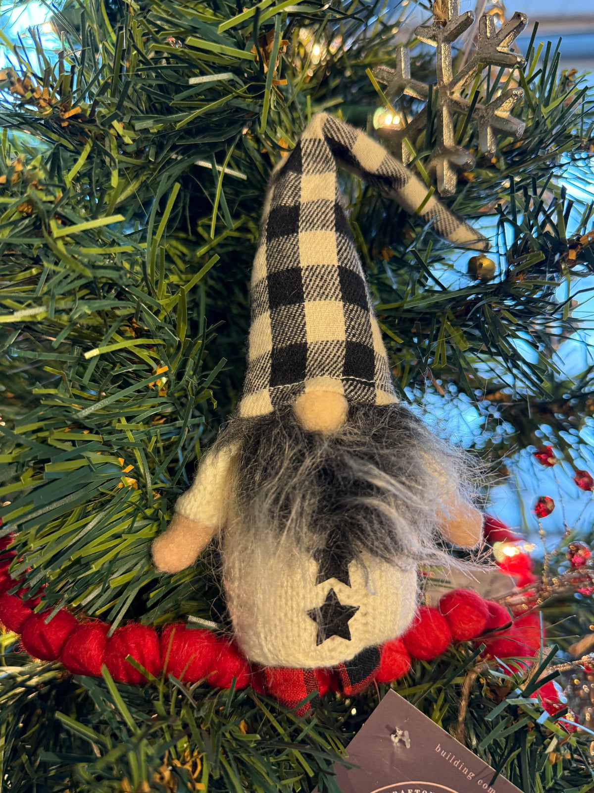 Gingham Gnome Decor - Gray Beard