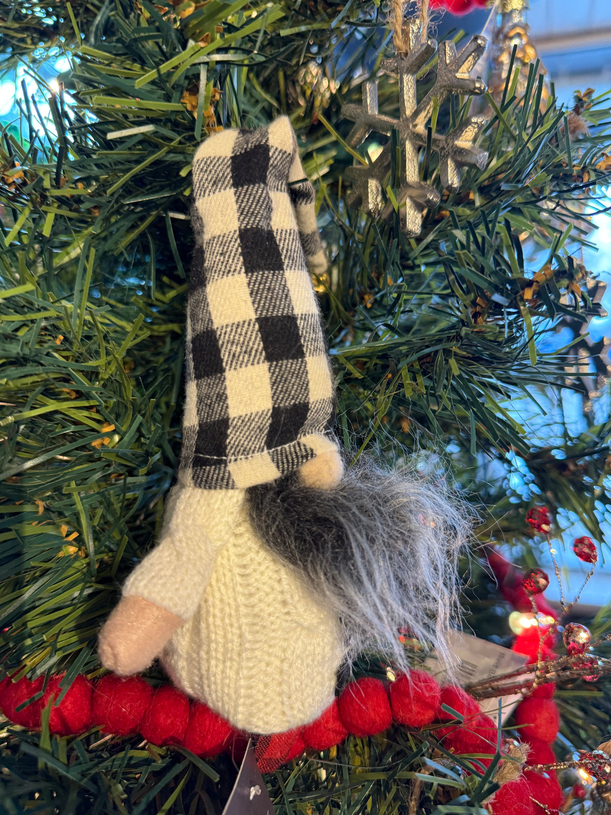 Gingham Gnome Decor - Gray Beard