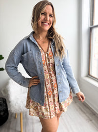 Acid Washed Button Up Shacket