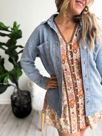 Acid Washed Button Up Shacket