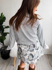 Striped Button Jean Jacket