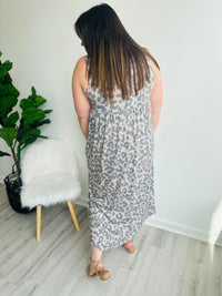 Animal Print Sleeveless Maxi Dress