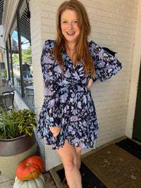Navy Floral Midi Dress