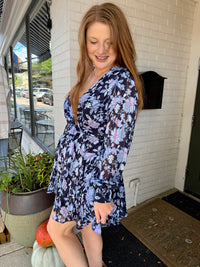 Navy Floral Midi Dress