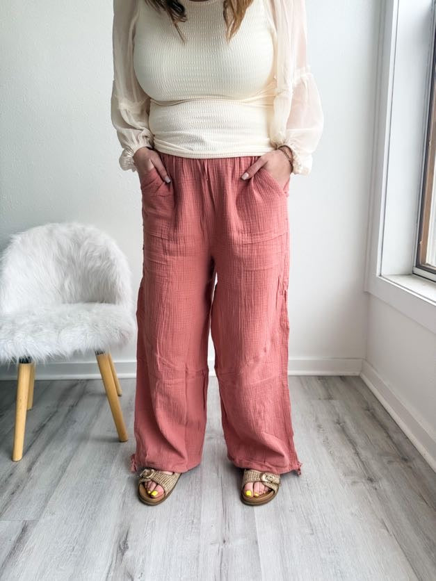 Desert Rose Gauze Joggers