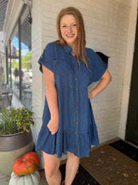Chambray Collar Shirt Dress