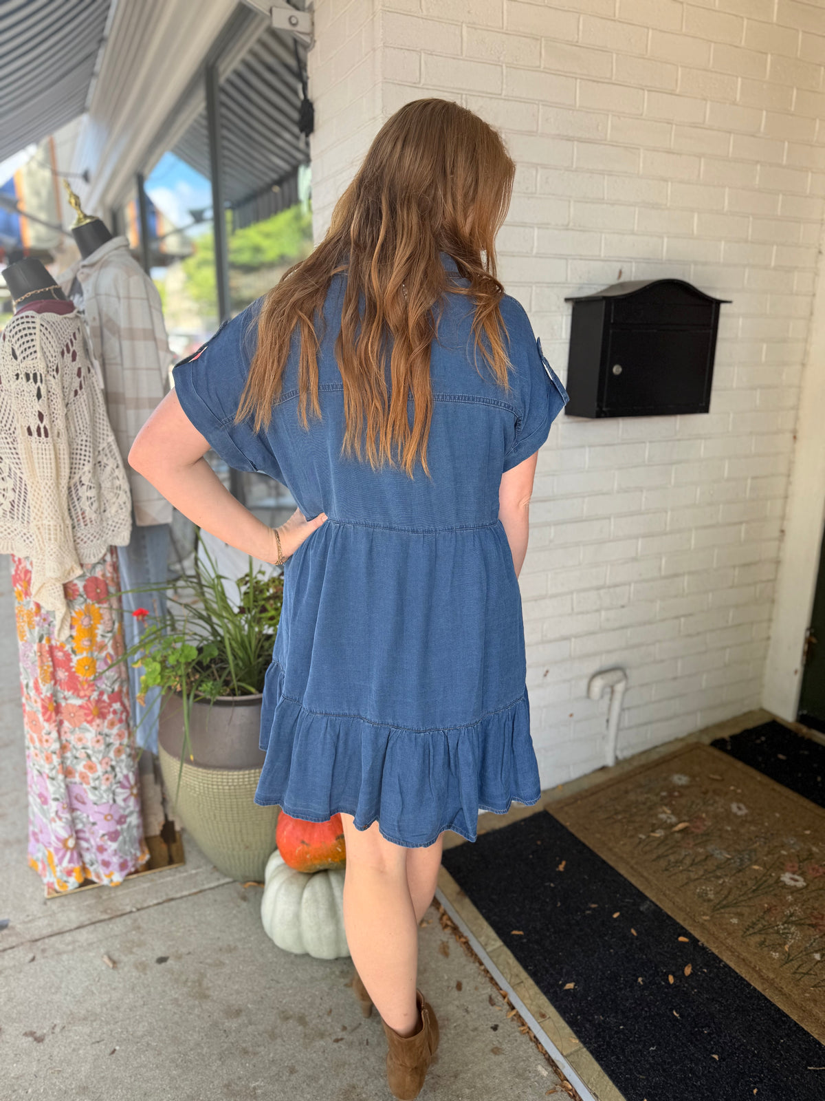 Chambray Collar Shirt Dress