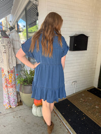 Chambray Collar Shirt Dress