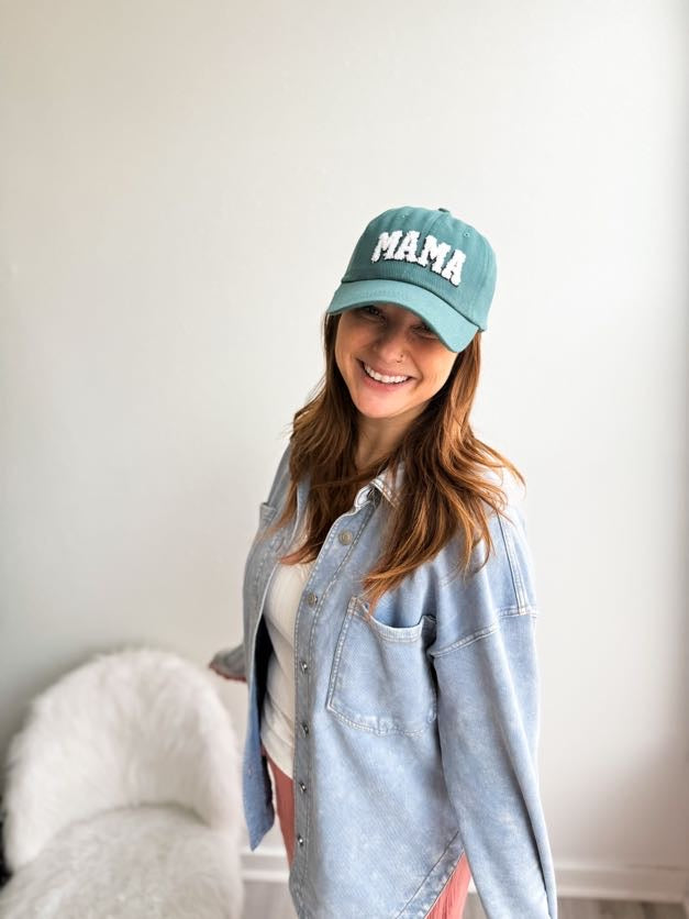 Teal Sherpa Mama Baseball Cap