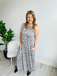 Animal Print Sleeveless Maxi Dress