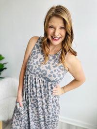 Animal Print Sleeveless Maxi Dress