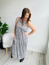 Animal Print Sleeveless Maxi Dress