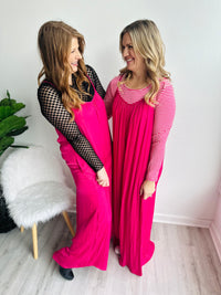 See You Around Hot Pink Jumpsuit**