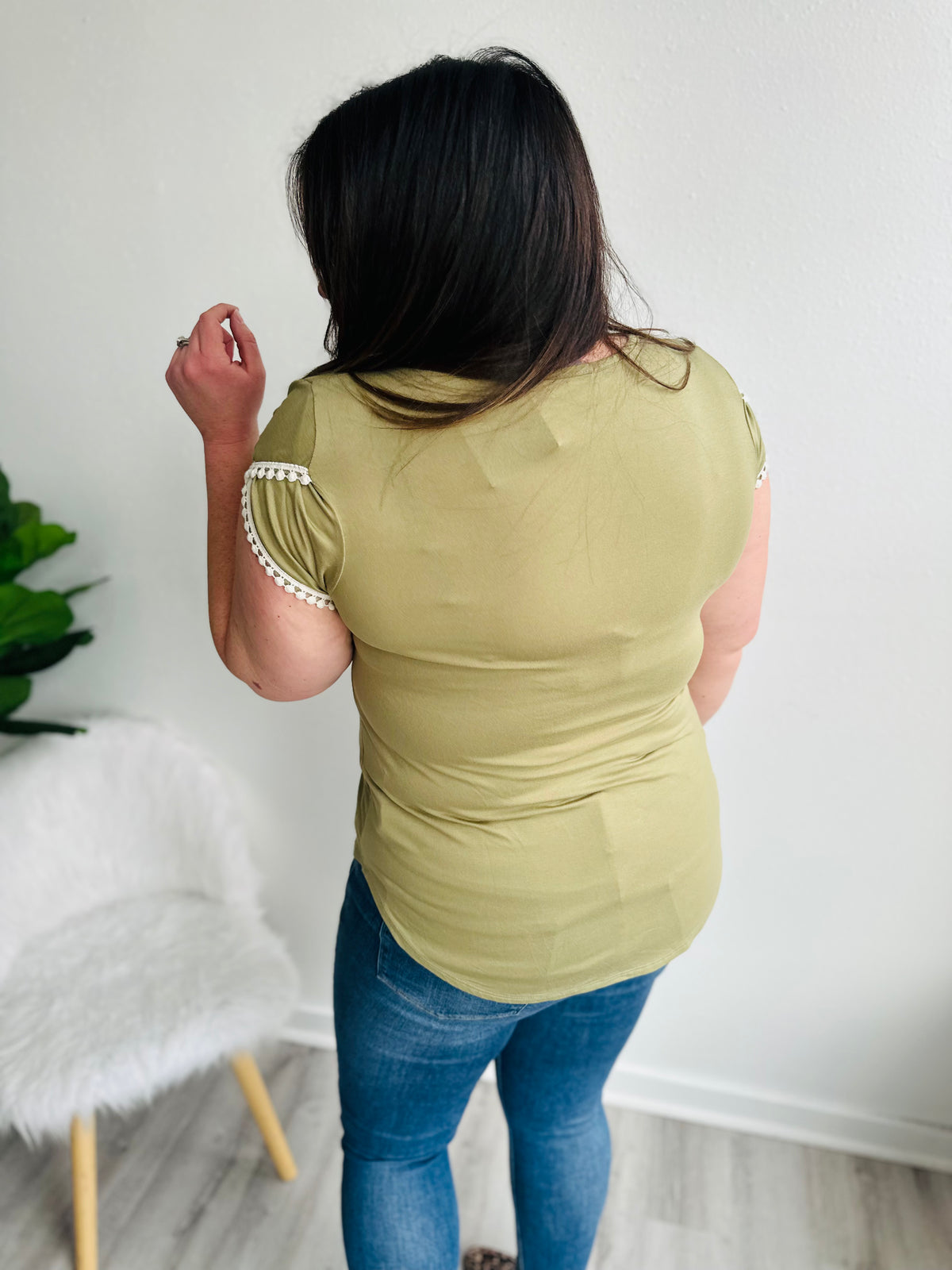 Tulip Embellished Top - Olive