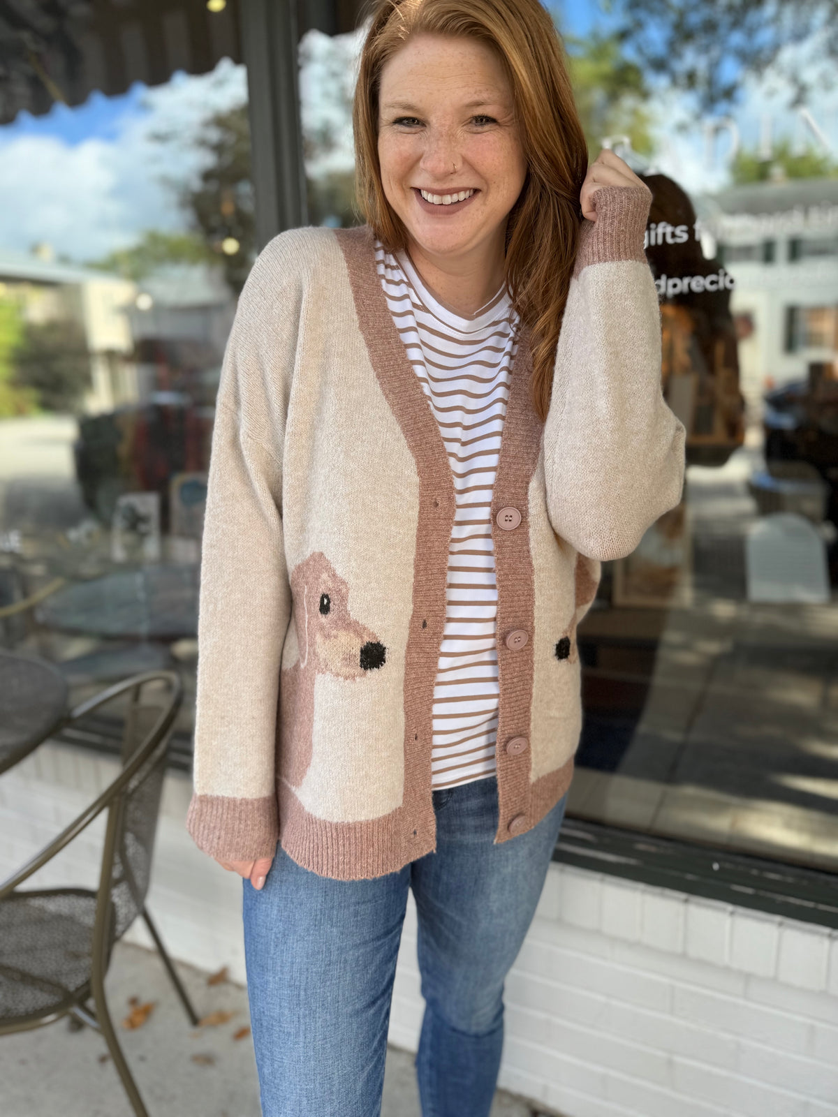 Taupe Dog Cardigan
