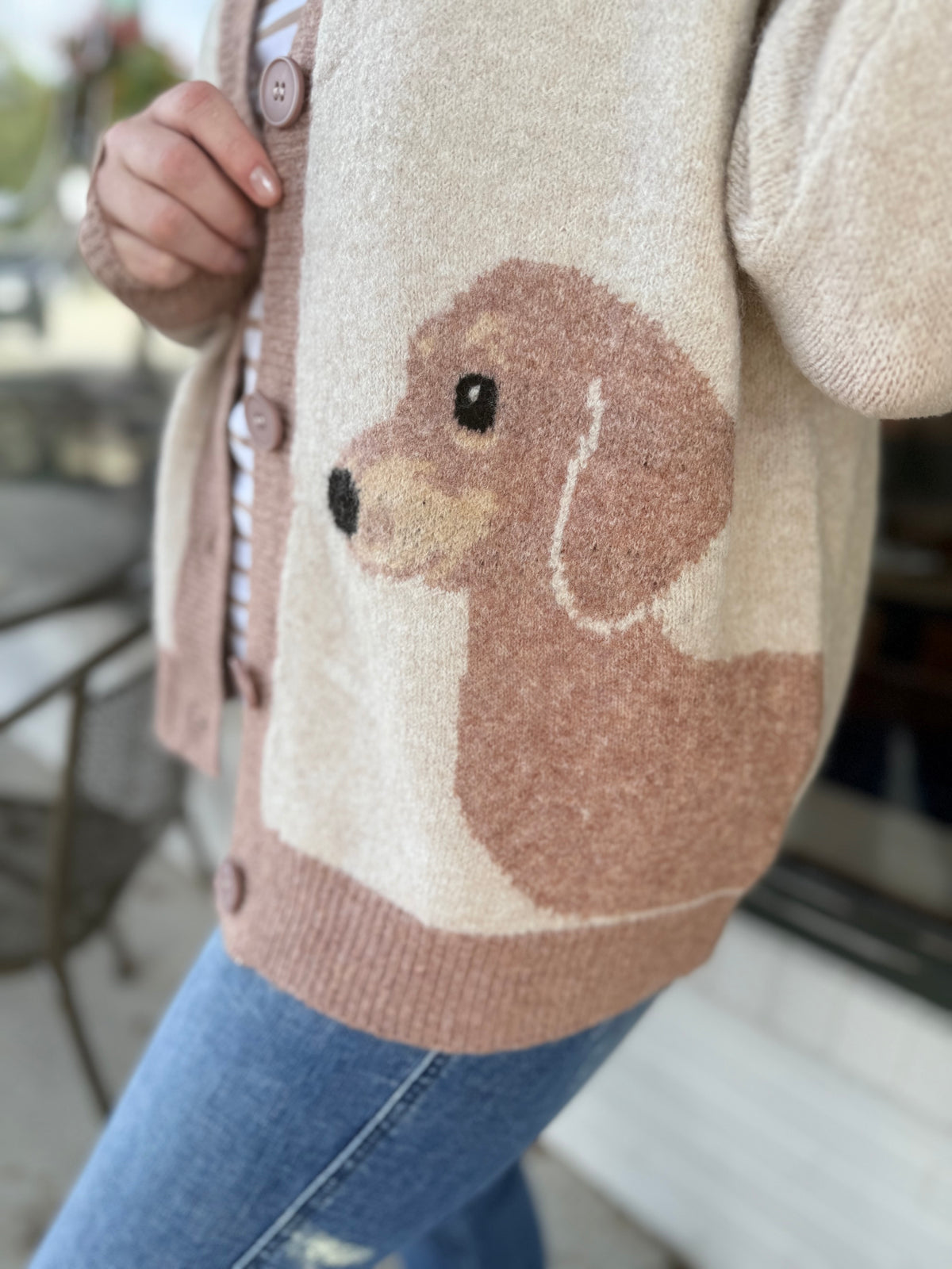 Taupe Dog Cardigan