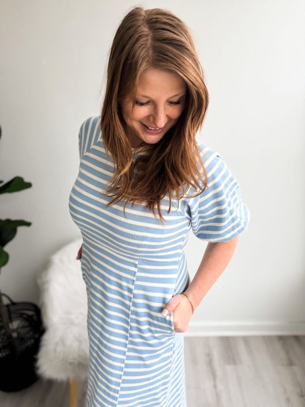 Light Blue Striped Dress