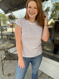 Taupe Stripe Short Sleeve
