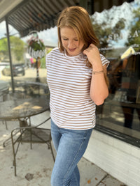 Taupe Stripe Short Sleeve