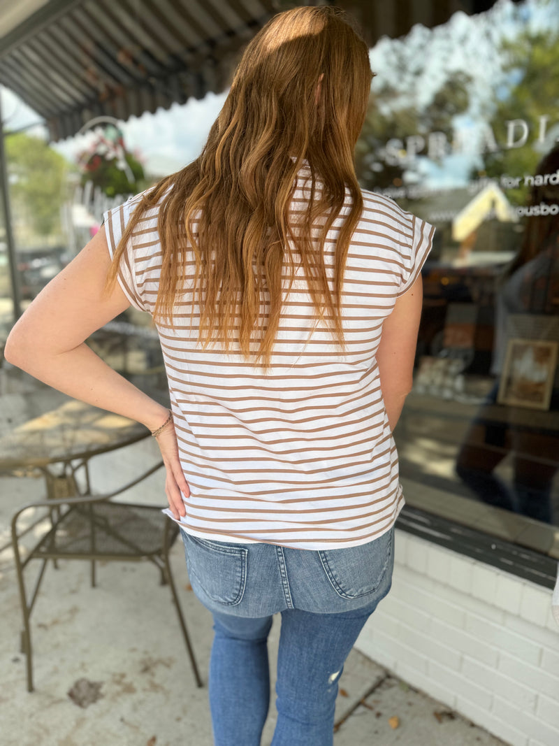 Taupe Stripe Short Sleeve