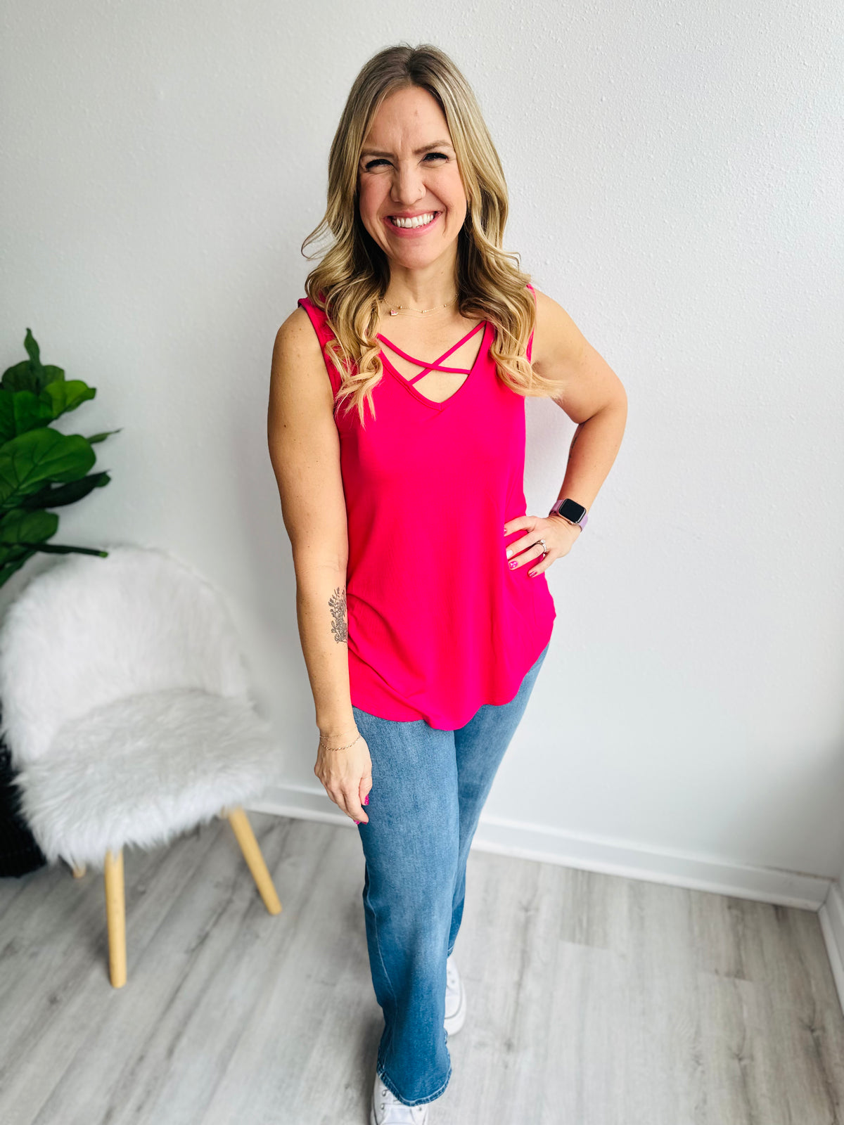 Christy Criss Cross Top - Fuchsia