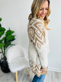 Neutral Dreams Fluffy Aztec Cardigan