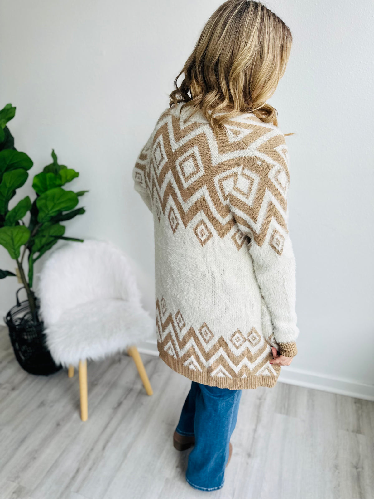 Neutral Dreams Fluffy Aztec Cardigan