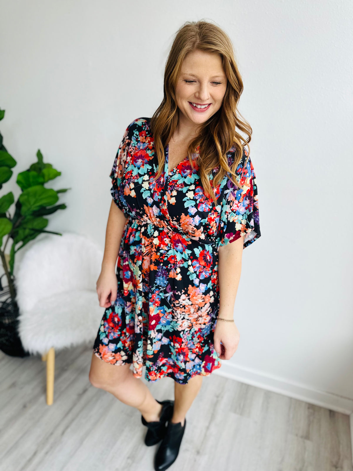 Paradise Floral Wrap Midi Dress