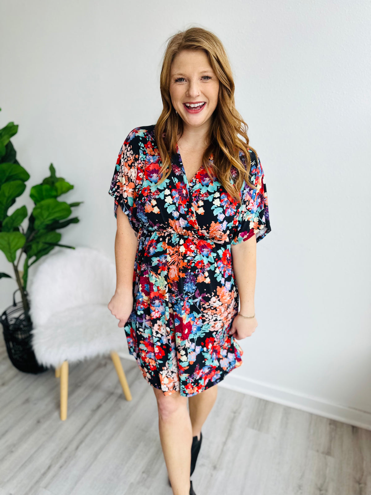 Paradise Floral Wrap Midi Dress