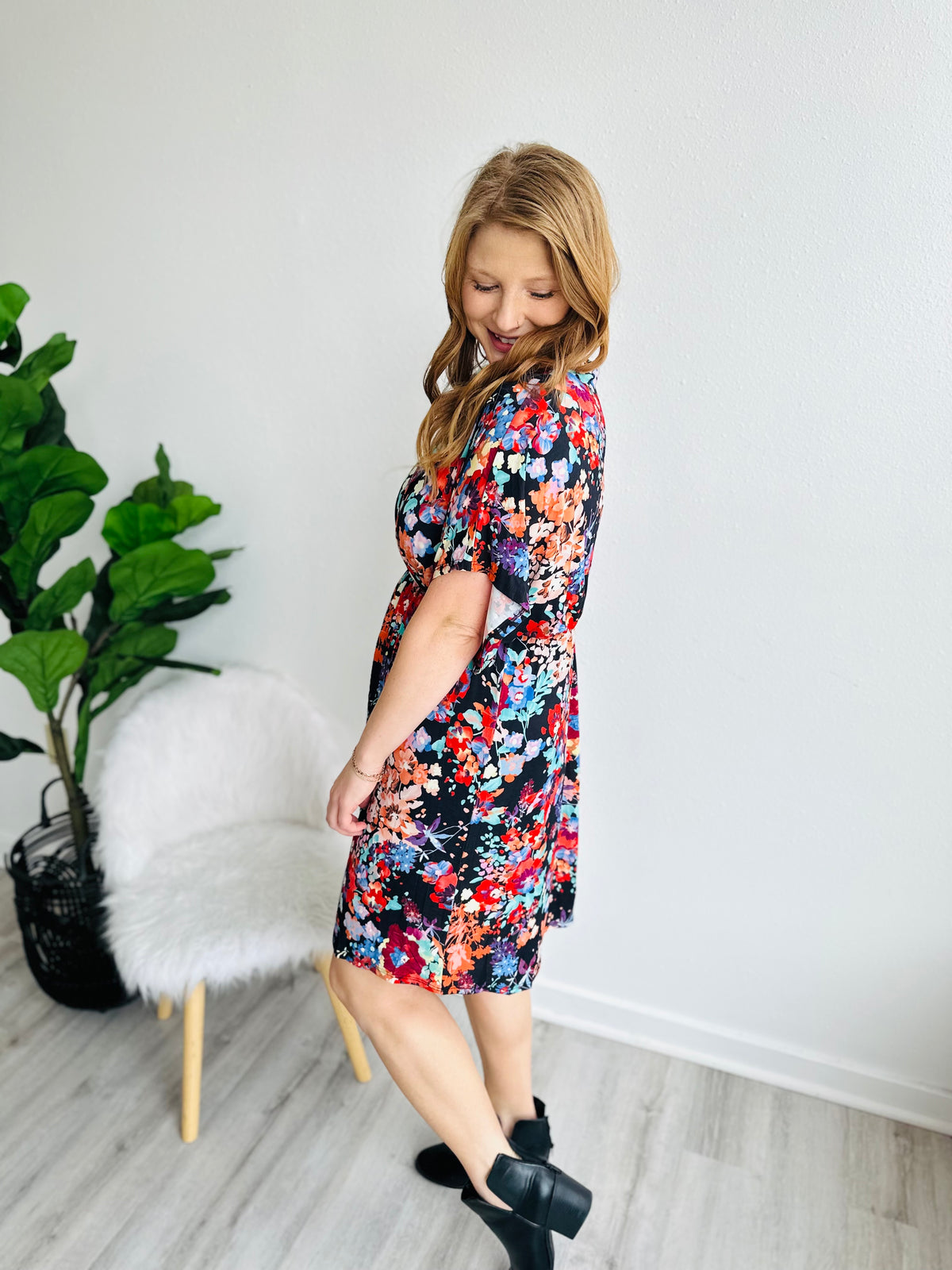 Paradise Floral Wrap Midi Dress