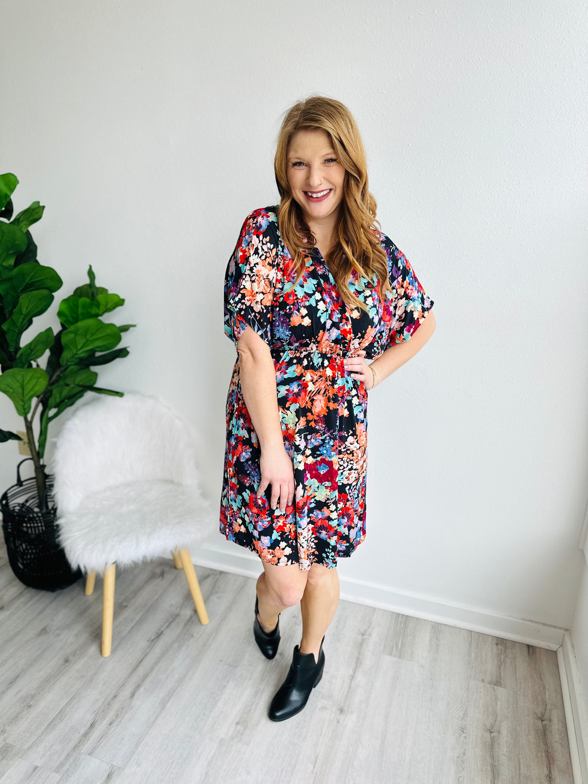 Paradise Floral Wrap Midi Dress