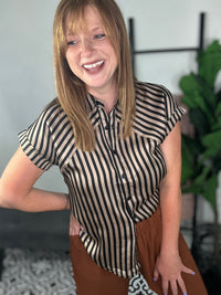 Sleek Striped Button Down Top