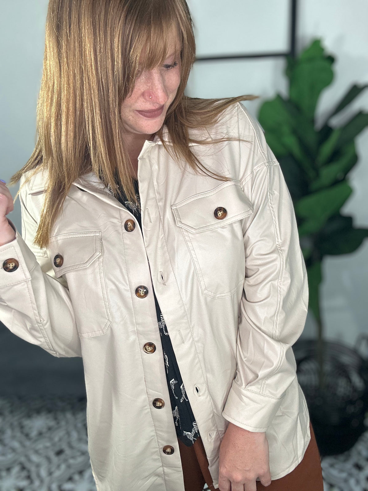 Neutral Dreams Faux Leather Shacket