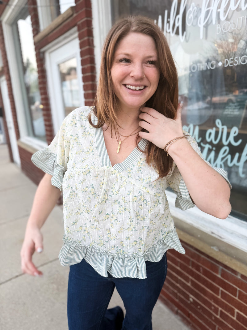 Cottagecore Floral Ruffle Top