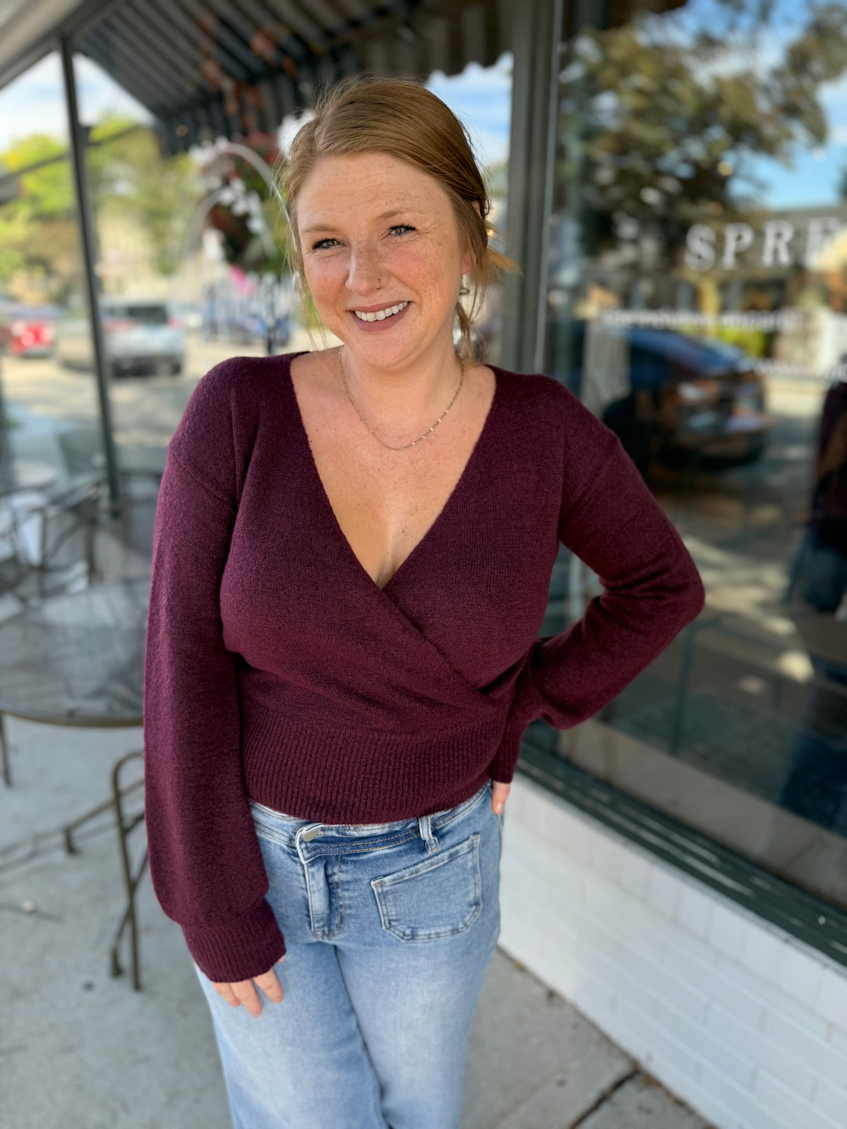 Cozy Wrap Sweater - Plum
