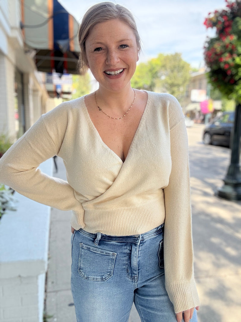 Cozy Wrap Sweater - Taupe