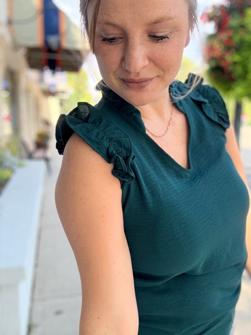 Ruffle Seafoam Sleeveless Top