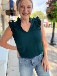 Ruffle Seafoam Sleeveless Top