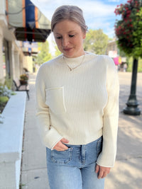 Mock Neck Cream Sweater