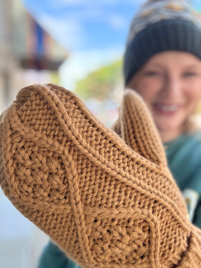 Camel Knit Mittens