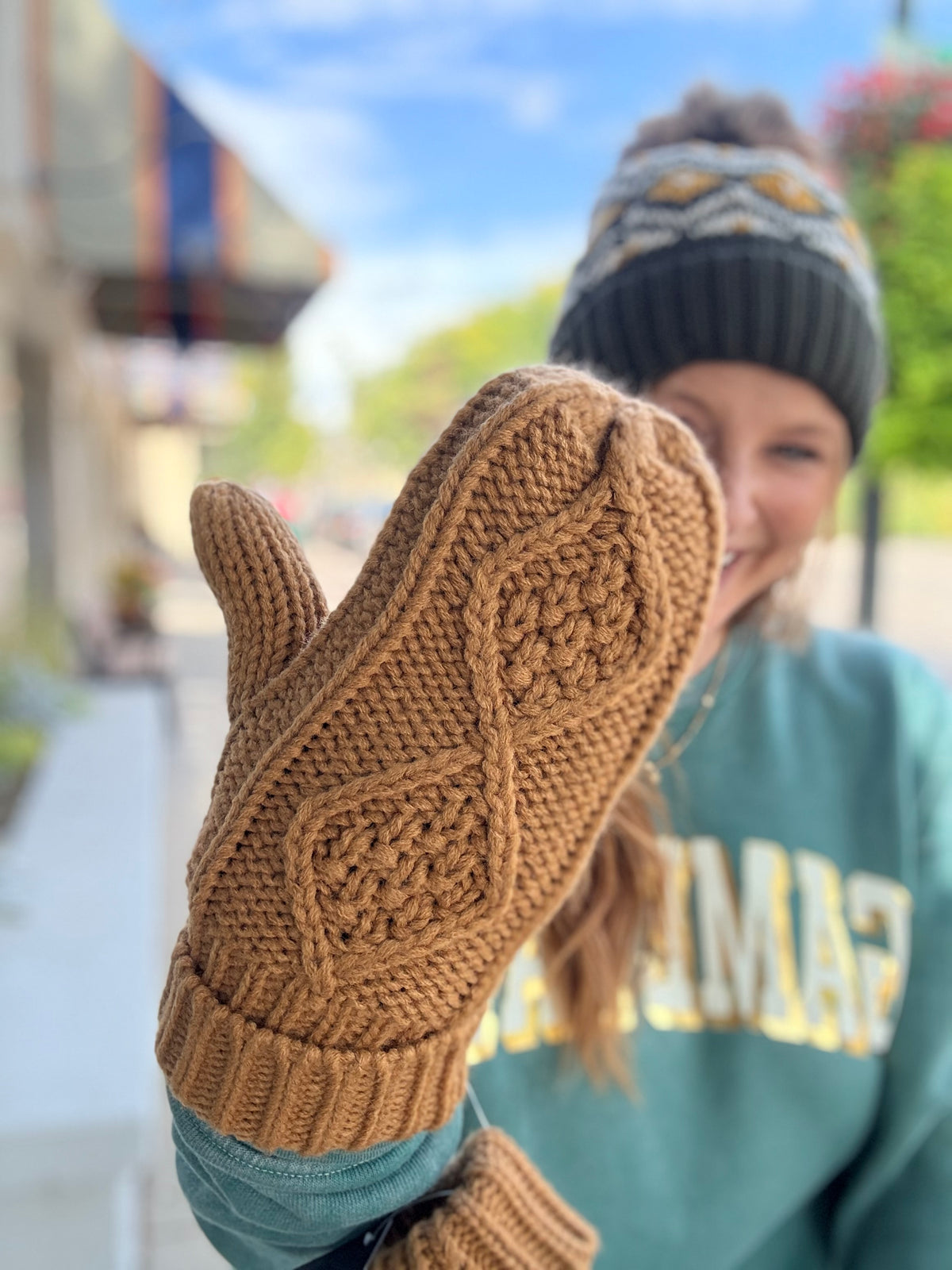 Camel Knit Mittens