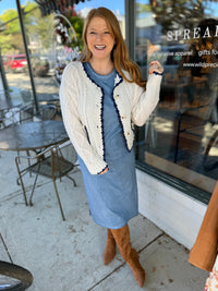 Mineral Washed Blue Midi Dress