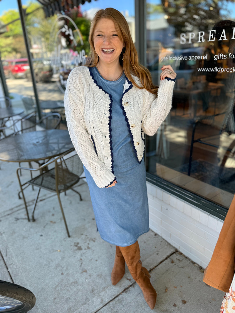 Mineral Washed Blue Midi Dress