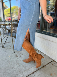 Mineral Washed Blue Midi Dress