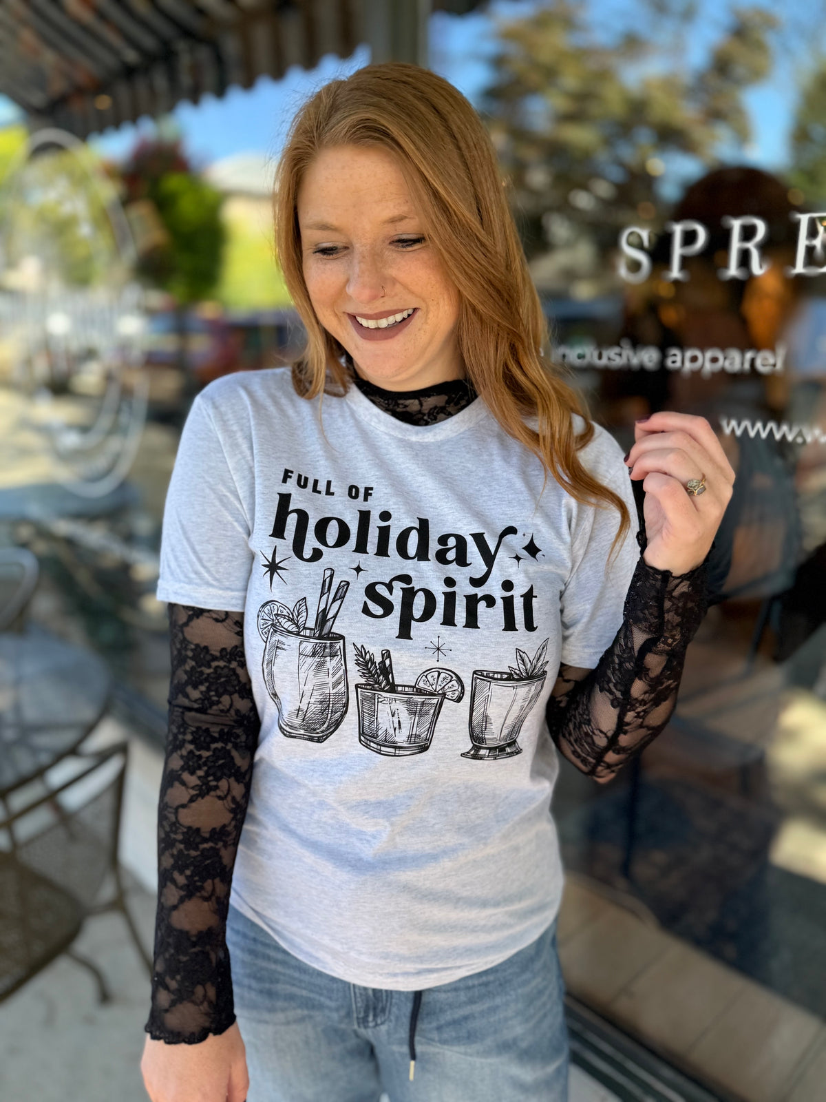 Full of Holiday Spirit Tee - Heather Ash