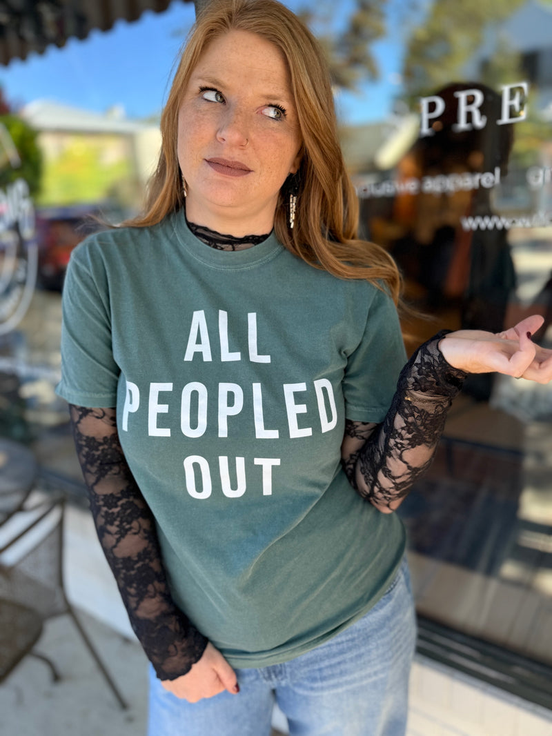 All Peopled Out Graphic Tee - Teal