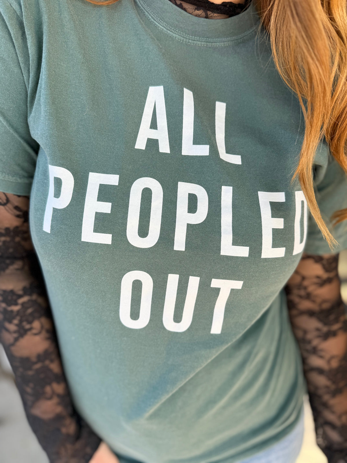 All Peopled Out Graphic Tee - Teal